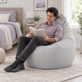 Pouf poire uni gris clair