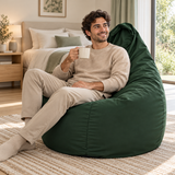 Pouf poire uni vert foncé