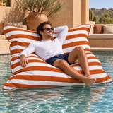 Le Géant Rayé Orange - Pouf Piscine étanche