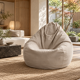Pouf poire en velours Greige Clair