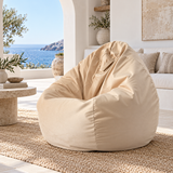 Pouf poire en velours Beige Clair
