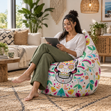 Pouf poire imprimé Le petit DIY blanc
