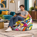 Pouf poire imprimé Graffiti