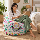 Pouf poire imprimé Le petit DIY blanc