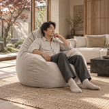 Pouf poire en velours Greige Clair