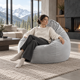 Pouf poire en velours Gris Clair