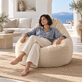 Pouf poire en velours Beige Clair
