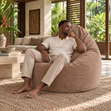 Pouf poire en velours Marron Poudre