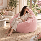 Pouf poire en velours Rose Bébé