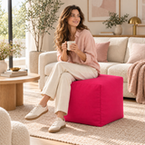Pouf cube en velours Rose fuchsia – 50 × 50 cm
