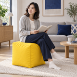 Pouf cube en velours Jaune – 50 × 50 cm