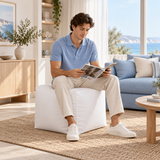Pouf cube en velours Blanc – 50 × 50 cm