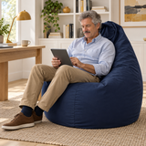 Pouf poire uni bleu marine