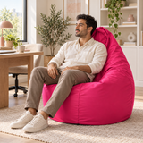Pouf poire uni rose fuchsia