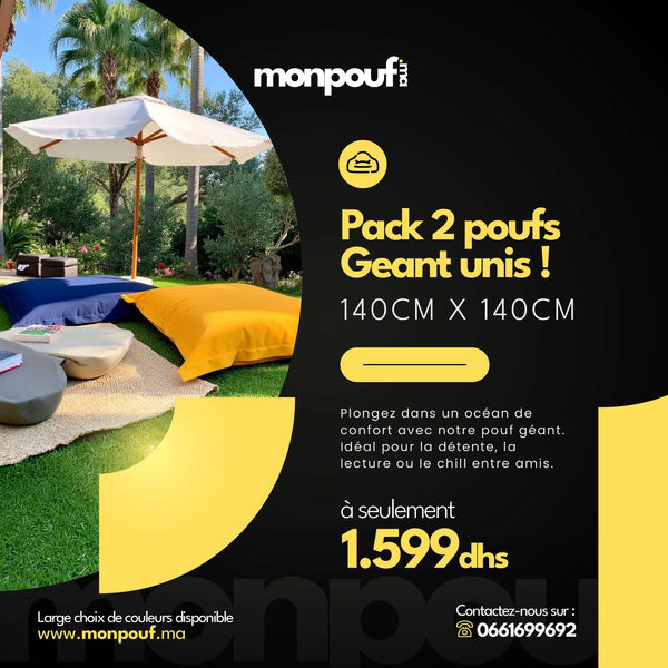 PACK PROMO 2 POUF Uni L Pouf Géant Nos poufs