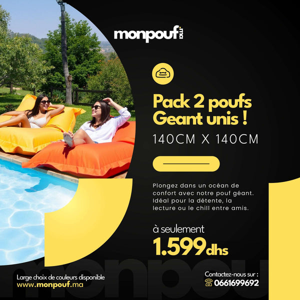 PACK PROMO 2 POUF Uni L Pouf Géant Nos poufs