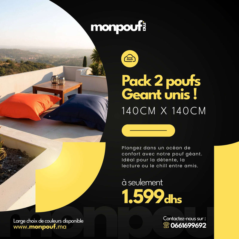 PACK PROMO 2 POUF Uni L Pouf Géant Nos poufs