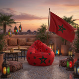 Pouf Rouge – Motif Étoiles ✨