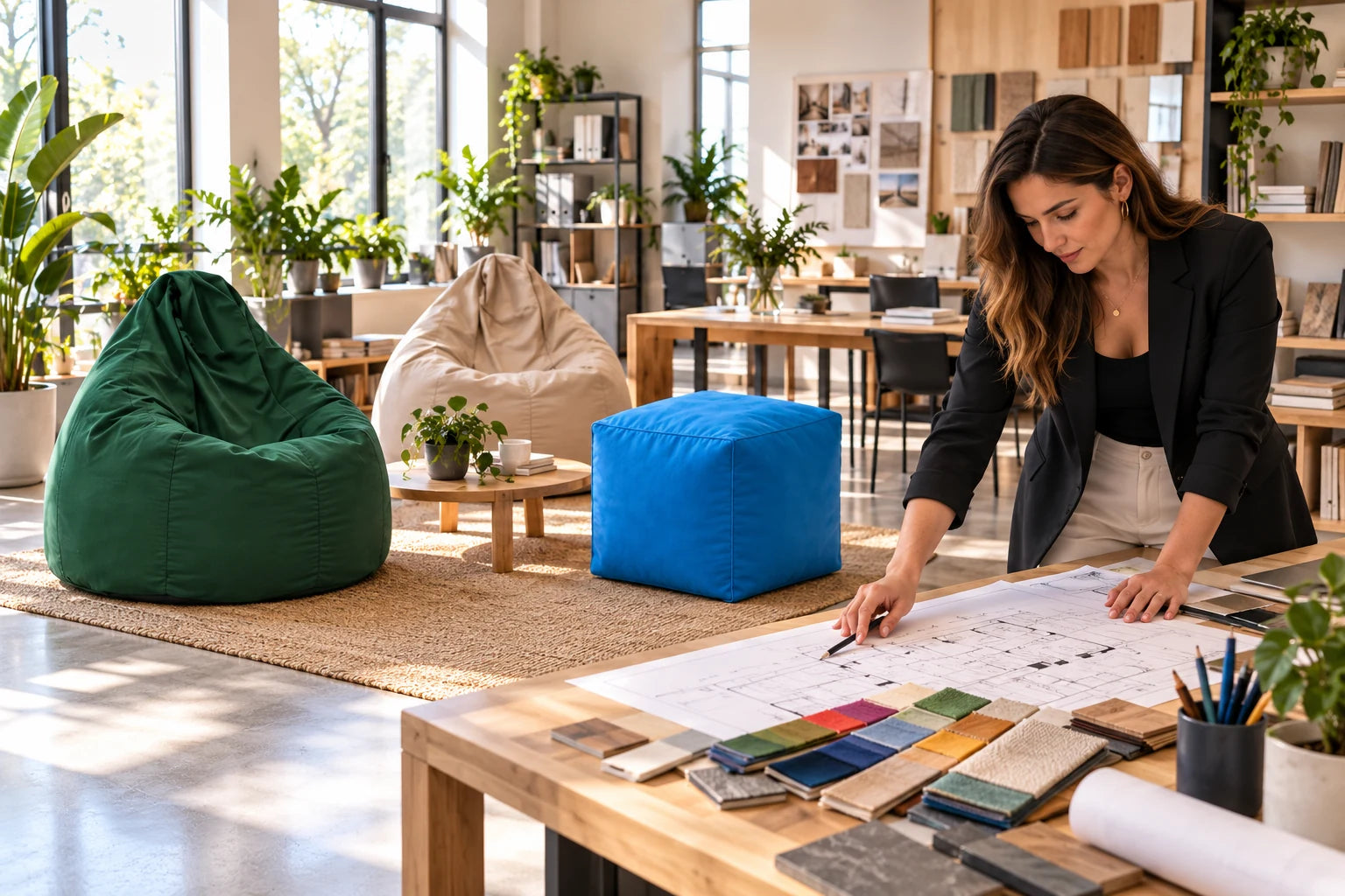 Architectes & architectes d’intérieur : mise en situation avec les poufs Monpouf