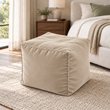 Pouf cube en velours Beige clair – 50 × 50 × 50 cm