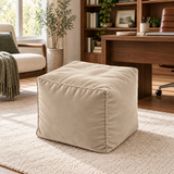 Pouf cube en velours Beige clair – 50 × 50 × 50 cm