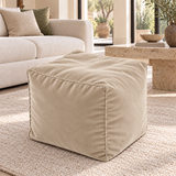 Pouf cube en velours Beige clair – 50 × 50 × 50 cm