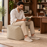 Pouf cube en velours Beige clair – 50 × 50 × 50 cm