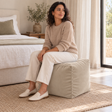 Pouf cube en velours Beige clair – 50 × 50 × 50 cm