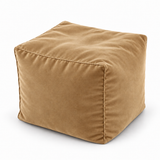 Pouf cube en velours Beige sable – 50 × 50 × 50 cm