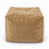 Pouf cube en velours Beige sable – 50 × 50 × 50 cm