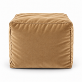 Pouf cube en velours Beige sable – 50 × 50 × 50 cm