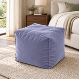 Pouf cube en velours Bleu perle – 50 × 50 × 50 cm