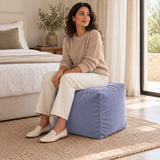 Pouf cube en velours Bleu perle – 50 × 50 × 50 cm