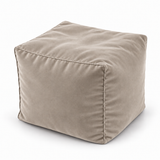 Pouf cube en velours Grège clair – 50 × 50 × 50 cm