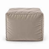 Pouf cube en velours Grège clair – 50 × 50 × 50 cm