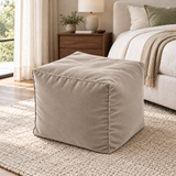 Pouf cube en velours Grège clair – 50 × 50 × 50 cm