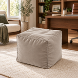 Pouf cube en velours Grège clair – 50 × 50 × 50 cm