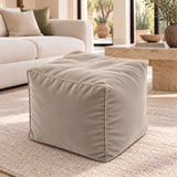 Pouf cube en velours Grège clair – 50 × 50 × 50 cm