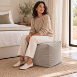 Pouf cube en velours Grège clair – 50 × 50 × 50 cm