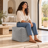 Pouf cube en velours Gris clair – 50 × 50 × 50 cm