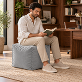 Pouf cube en velours Gris clair – 50 × 50 × 50 cm