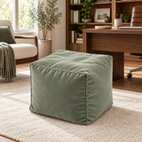 Pouf cube en velours Vert sauge – 50 × 50 × 50 cm