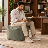 Pouf cube en velours Vert sauge – 50 × 50 × 50 cm